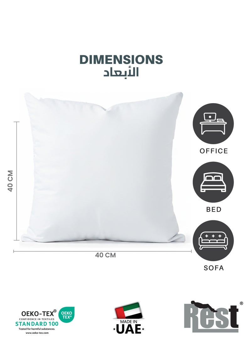 ريست REST Bedding Throw Pillows Insert Cushion Filler Outer Cover Microfiber Filling 350 grams Ultra Soft Fiber Size 40x40cm , 16x16inch Cushion Inserts Home Decor  White (Pack of 2) - Image 3
